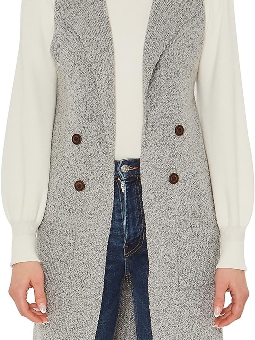 Love Tree Textured Knit Sleeveless Vest in Heather Taupe - Picture 2 of 11